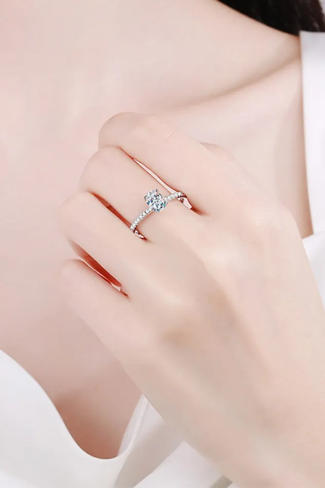 925 Sterling Silver Inlaid 1 Carat Moissanite Ring Trendsi Rings