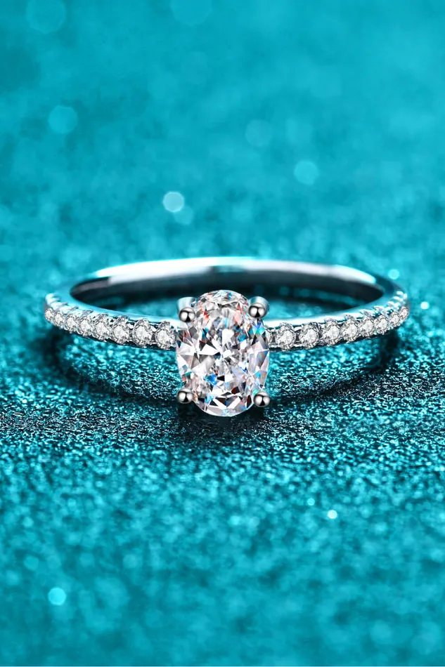 925 Sterling Silver Inlaid 1 Carat Moissanite Ring Trendsi Rings