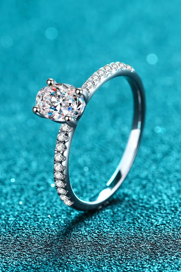 925 Sterling Silver Inlaid 1 Carat Moissanite Ring Trendsi Rings