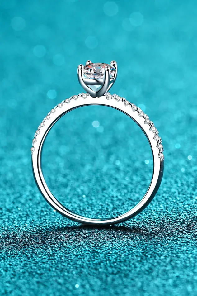 925 Sterling Silver Inlaid 1 Carat Moissanite Ring Trendsi Rings