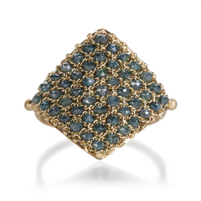 Amali Rings Blue Diamond Textile Ring