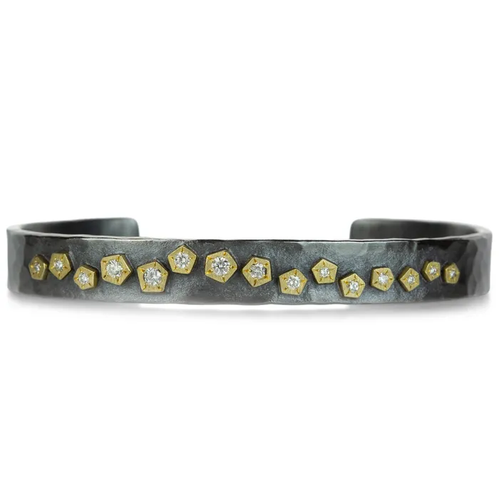 Annie Fensterstock Rings Oxidized Silver Zig Zag Cuff
