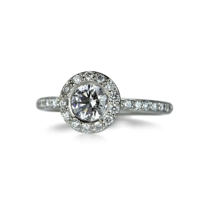 Edward Burrowes Rings Platinum Diamond Halo Ring