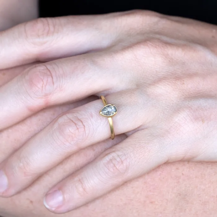Gabriella Kiss Rings Pear Shaped Salt Pepper Diamond Ring