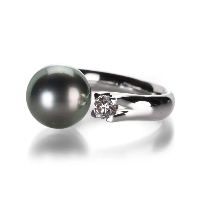 Gellner Rings Tahitian Pearl and White Diamond Ring