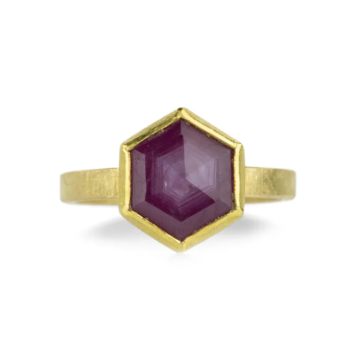 Hexagonal Star Ruby Ring Petra Class Rings