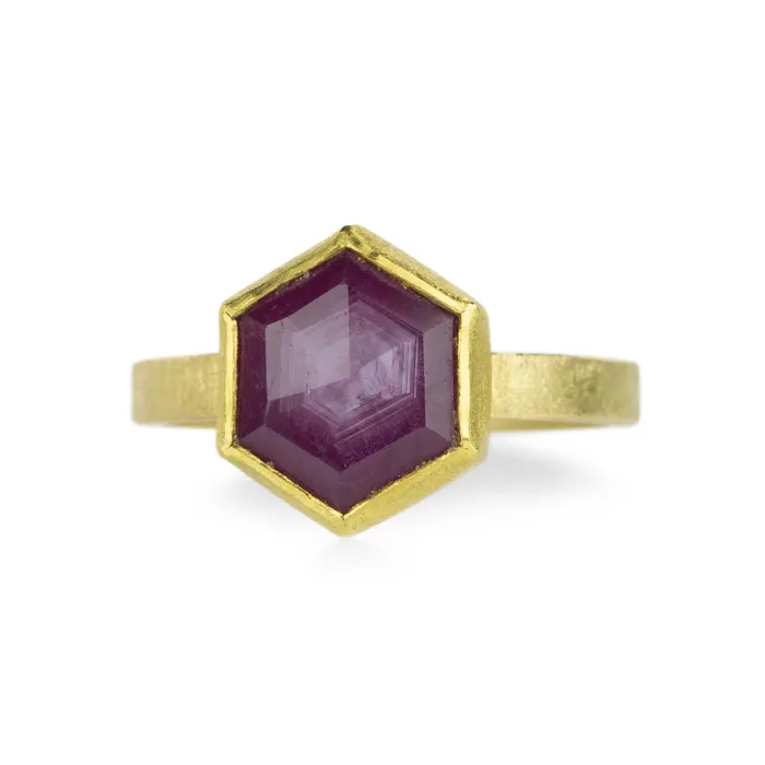 Hexagonal Star Ruby Ring Petra Class Rings Hexagonal Star Ruby Ring Petra Class Rings