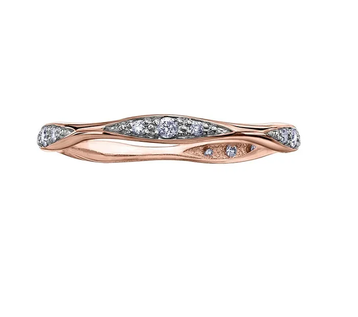 Independent Jewellers 10kt Rose Gold Diamond Wave Band Rings