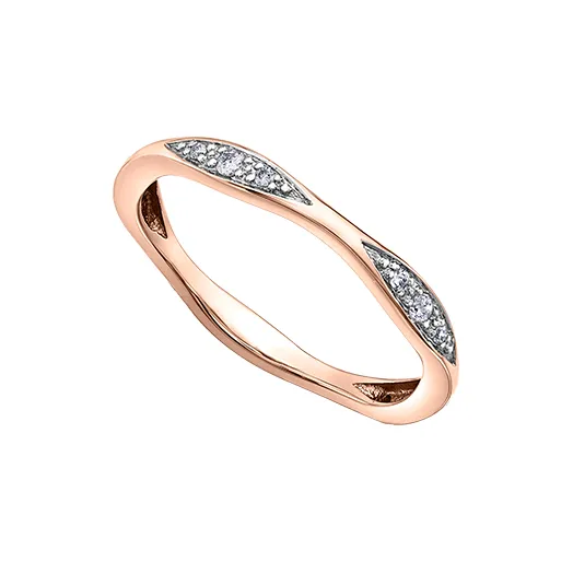Independent Jewellers 10kt Rose Gold Diamond Wave Band Rings Independent Jewellers 10kt Rose Gold Diamond Wave Band Rings
