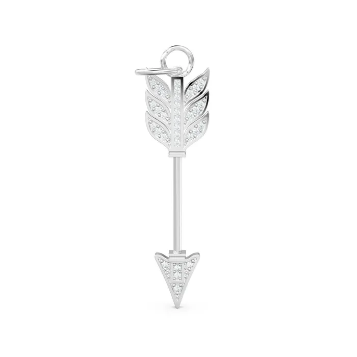 Jalvi Co PreStyled Sets Arrow Gold Diamond Charm 18k Solid Gold Weapon Charm Pave Diamond Solid Gold Pendant Handmade Huge Diamond Pendant