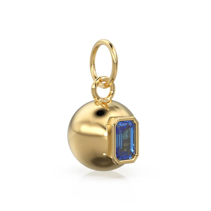 Jalvi Co PreStyled Sets Blue Sapphire Emerald 18k Gold Bauble Ball Gold Charm Blue Gemstone Handmade Gold Pendant 14k Gold Jewelry Making September Birthstone