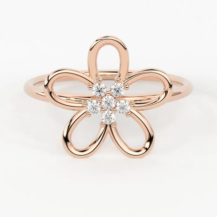 Jalvi Co Rings Round Diamond Floral Ring 14k Round Cut Diamond Flower Ring Womens Diamond Ring