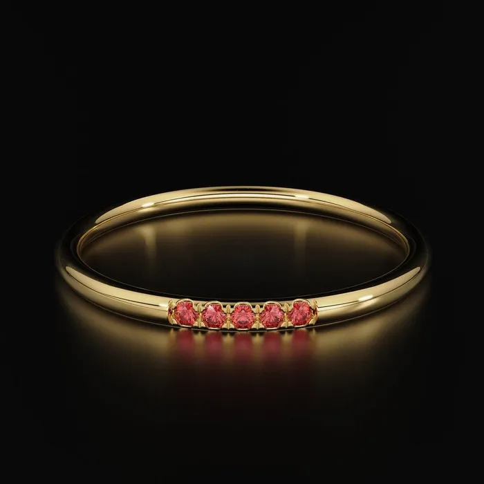 Jalvi Co Rings Ruby Band in 14k Gold Round Brilliant Ruby Ring Gold Band White Diamond Ring Genuine Ruby Wedding Band