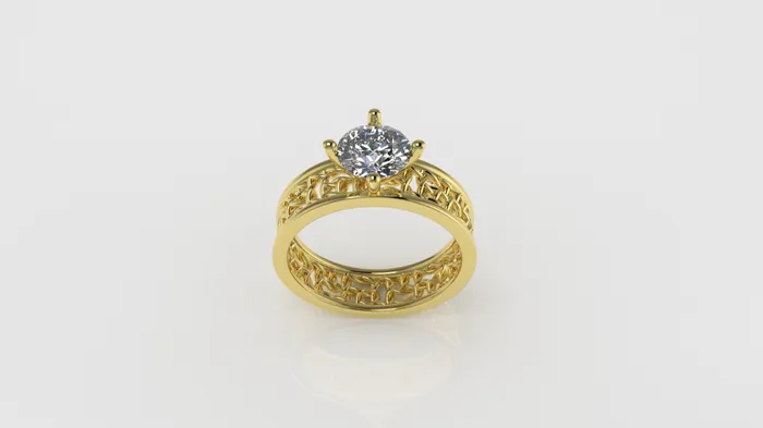 Jcm 21 jewelry Rings 14K Ring with 1 Diamond STT 4Prong Rope in the Band