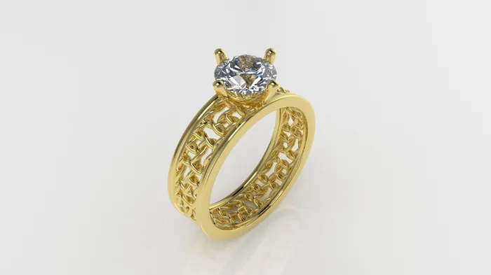 Jcm 21 jewelry Rings 14K Ring with 1 Diamond STT 4Prong Rope in the Band