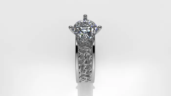 Jcm 21 jewelry Rings 14K Ring with 1 Diamond STT 4Prong Rope in the Band