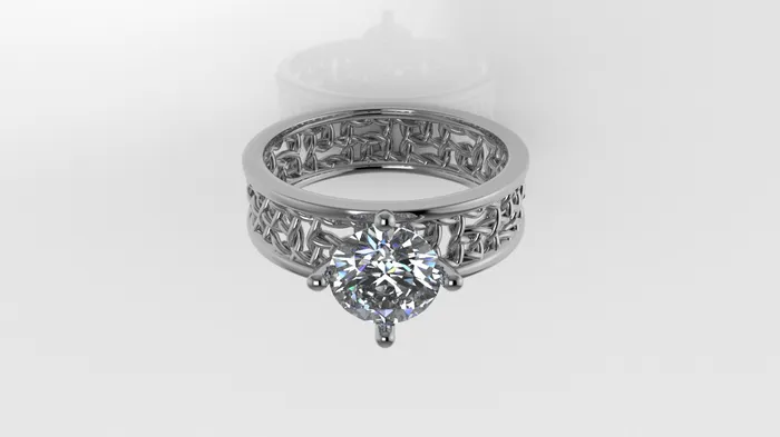 Jcm 21 jewelry Rings 14K Ring with 1 Diamond STT 4Prong Rope in the Band