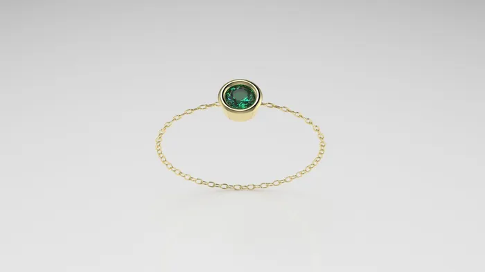 Jcm 21 jewelry Rings Birthstone Bezel Chain Ring with Emerald