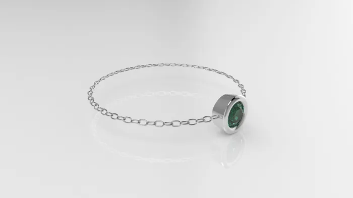 Jcm 21 jewelry Rings Birthstone Bezel Chain Ring with Emerald