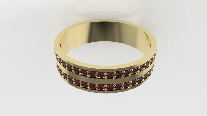 JCM DESIGN JEWELRY 14K gold band Ring with 44 RUBY 13mm each stt prong cut chanel Rings