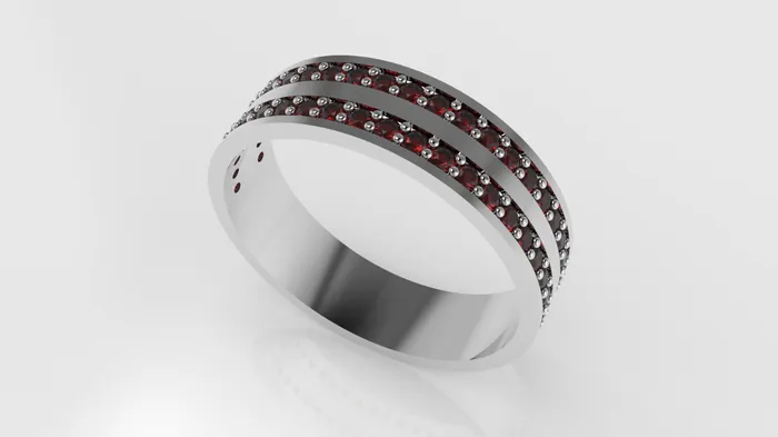 JCM DESIGN JEWELRY 14K gold band Ring with 44 RUBY 13mm each stt prong cut chanel Rings