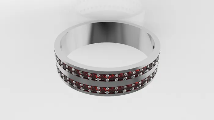 JCM DESIGN JEWELRY 14K gold band Ring with 44 RUBY 13mm each stt prong cut chanel Rings