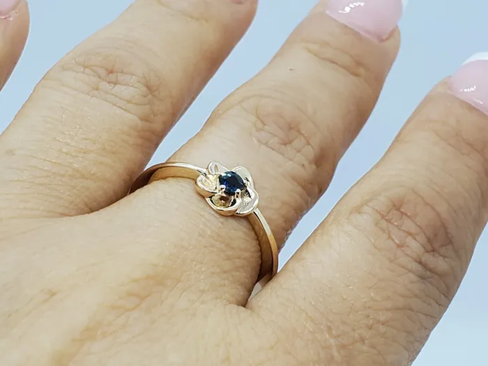 JCM DESIGN JEWELRY Rings 14k yellow gold ring flower style has 012CT Sapphire ideal for any occasion
