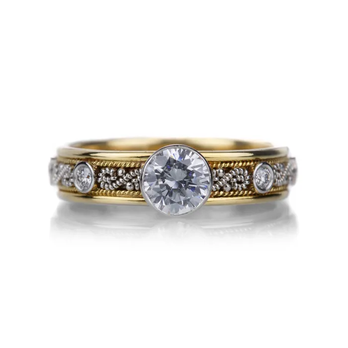 Nathan Levy Rings Diamond Scroll Engagement Ring with CZ