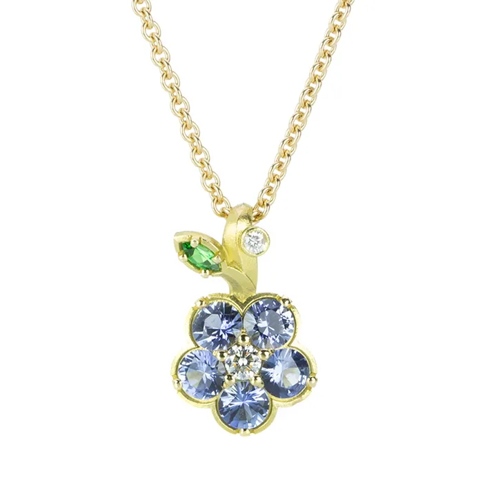 Paul Morelli Charm Necklaces Blue Sapphire Flower Charm Pendant Only