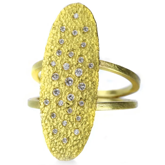 Petra Class Rings Oval Silk Diamond Ring on Split Band