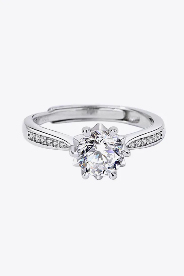 Rings 1 Carat Moissanite Adjustable 6Prong Ring Trendsi