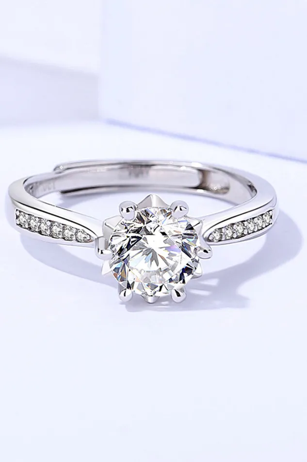 Rings 1 Carat Moissanite Adjustable 6Prong Ring Trendsi