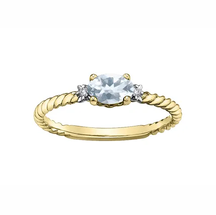 Rings 10kt Yellow Gold Aquamarine and Diamond Stackable Ring Independent Jewellers Rings 10kt Yellow Gold Aquamarine and Diamond Stackable Ring Independent Jewellers