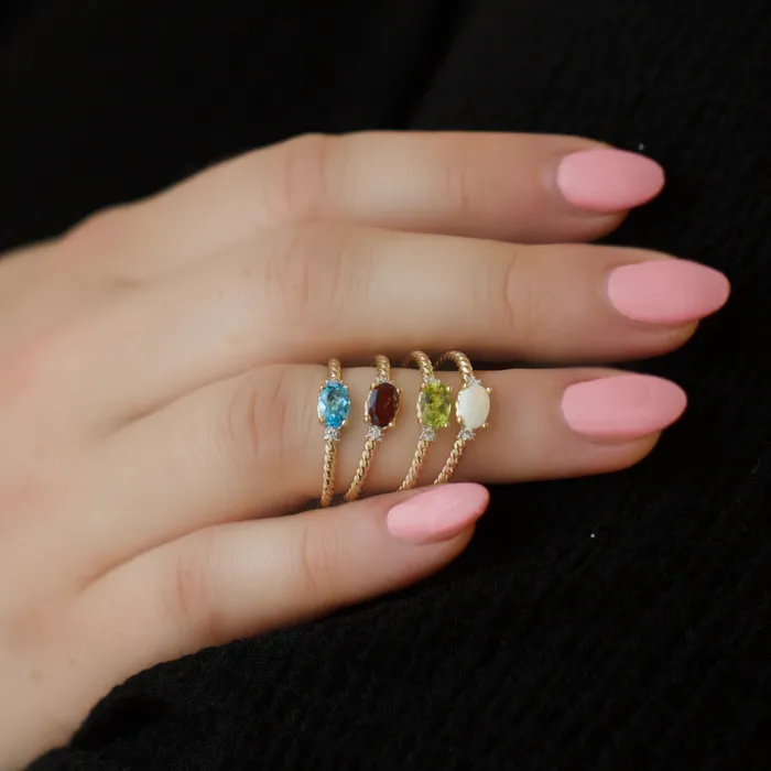 Rings 10kt Yellow Gold Aquamarine and Diamond Stackable Ring Independent Jewellers Rings 10kt Yellow Gold Aquamarine and Diamond Stackable Ring Independent Jewellers