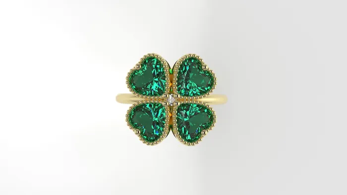 Rings 14K Gold Ring with 5 STONES STT BEZEL and Prong Clover Style Jcm 21 jewelry