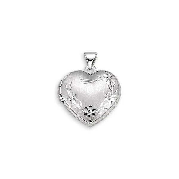 Rings Independent Jewellers 10kt White Gold Floral Heart Locket