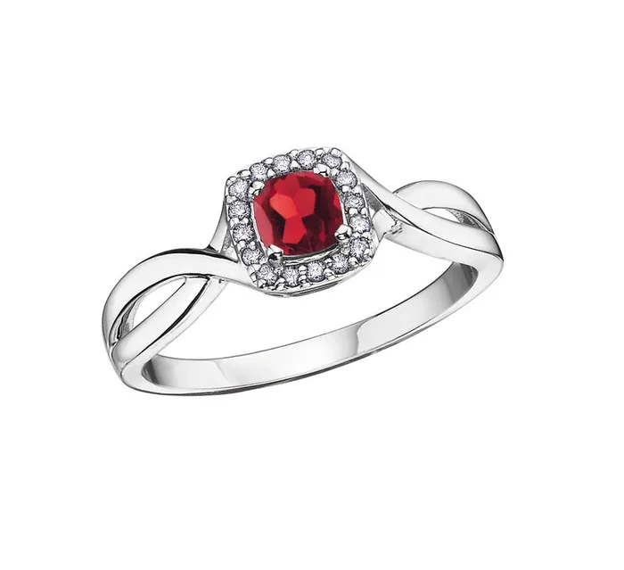 Rings Independent Jewellers 10kt White Gold Garnet And Diamond Ring