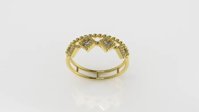 Rings Jcm 21 jewelry 14K Gold Ring with 4 Diamonds STT 4Prongs Filigree
