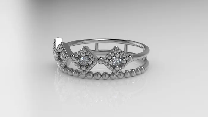 Rings Jcm 21 jewelry 14K Gold Ring with 4 Diamonds STT 4Prongs Filigree