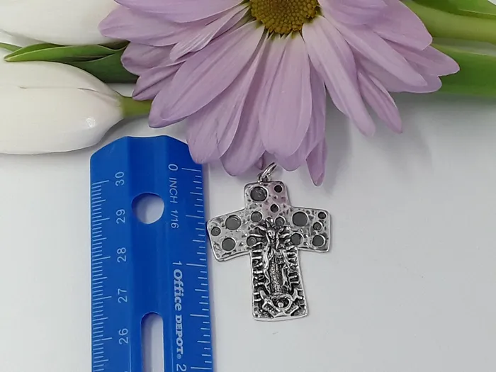 Rings ps7125 Large Sterling Silver Crater Virgin Cross Middle Charm Dian Malouf Jewelry Made In The USA