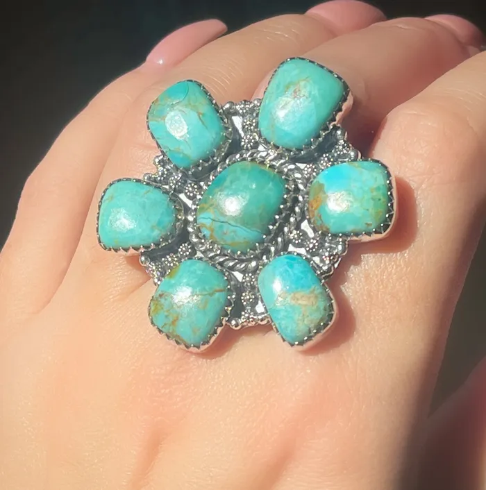 Rings Sophiareneboutiquecom Sterling Silver Turquoise Custom Cluster Ring