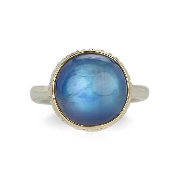 Round Smooth Rainbow Moonstone Ring Jamie Joseph Rings