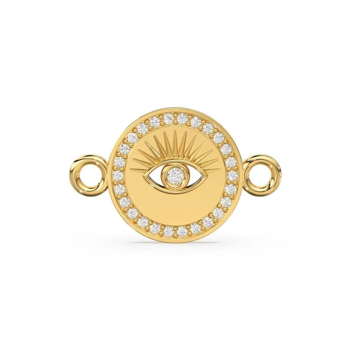 Solid Gold and Diamonds Evil Eye Spacer Connector Finding Jewelry Finding Gold Connectors Diamond Connector Jalvi Co PreStyled Sets