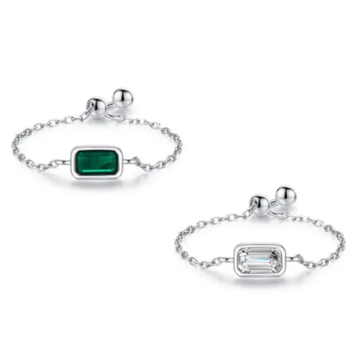 Sophiareneboutiquecom Rings Sterling Silver Adjustable Emerald Cut Dainty Rings