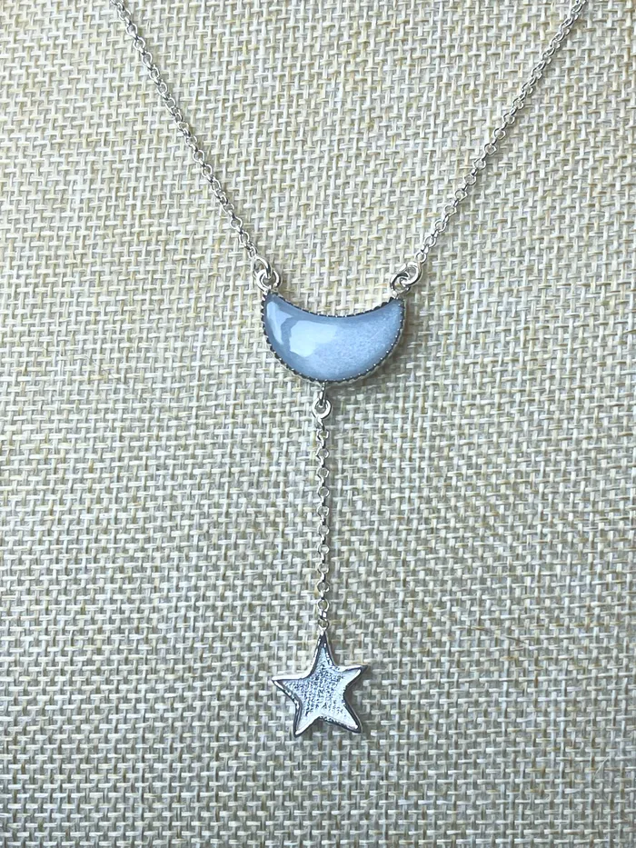Sophiareneboutique Necklaces Sterling Silver Moon Drop Star Necklace