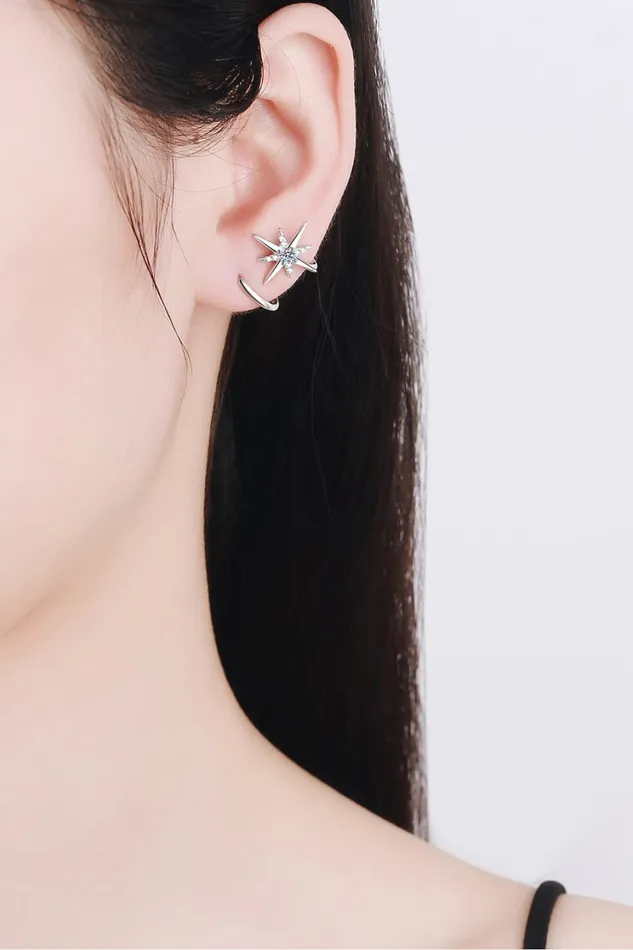 Trendsi Earrings Moissanite Star RhodiumPlated Earrings
