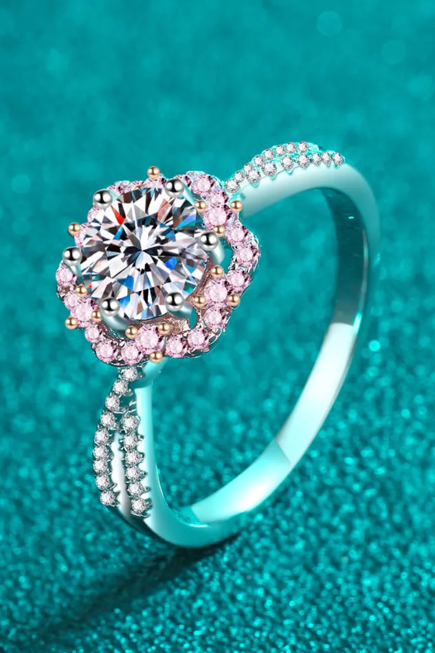 Trendsi Rings 1 Carat Moissanite FlowerShaped Crisscross Ring