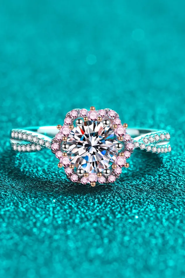 Trendsi Rings 1 Carat Moissanite FlowerShaped Crisscross Ring