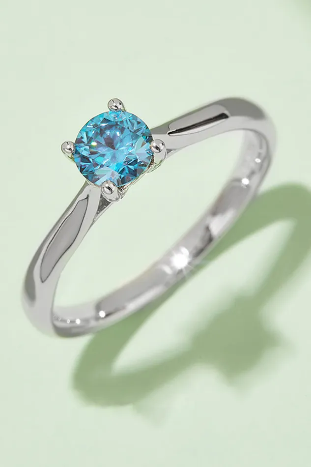 Trendsi Rings Moissanite Contrast 925 Sterling Silver Solitaire Ring